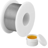 PowerPath Soldering Iron Kit with Rosin Core Solder Wire and Flux Paste | 50g Tin Lead Solder Set for Electrical and Electronic Repair | 0,75mm 50gr Plus Flux Paste