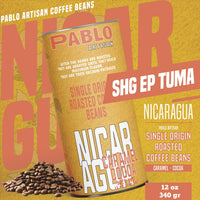 Pablo Artisan Nicaragua Single Origin Coffee | Medium Roast | 12oz Whole Bean | Cocoa,Caramel,Butter,Smooth Notes