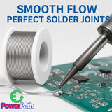 PowerPath Soldering Iron Kit with Rosin Core Solder Wire and Flux Paste | 50g Tin Lead Solder Set for Electrical and Electronic Repair | 0,75mm 50gr Plus Flux Paste