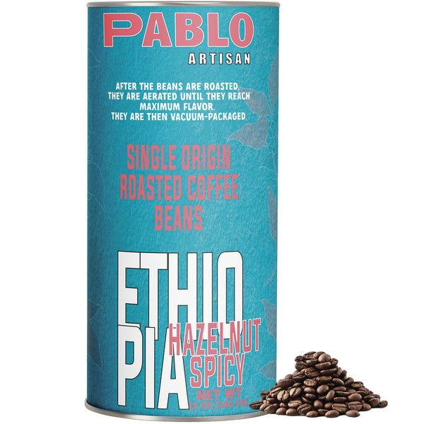 Pablo Artisan Ethiopia Single Origin Coffee | Medium Roast | 12oz Whole Bean | Premium Arabica with Lemon Blossom,Hazelnut,Green Tea,Spicy Notes