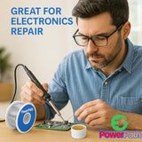 PowerPath Soldering Iron Kit with Rosin Core Solder Wire and Flux Paste | 50g Tin Lead Solder Set for Electrical and Electronic Repair | 0,75mm 50gr Plus Flux Paste