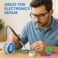 PowerPath Soldering Iron Kit with Rosin Core Solder Wire and Flux Paste | 50g Tin Lead Solder Set for Electrical and Electronic Repair | 0,75mm 50gr Plus Flux Paste