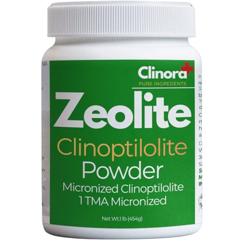 Clinora Zeolite Detox Powder | Ultra FINE Less-Than 1 µm | Clinoptilolite 95% | High Purity | for Full Body Cleanse | Gut Health | Energy | Immune & pH Support | Natural Mineral | 1 lb (454g)