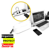 Cable Management Box, Power Strip Holder, Floor Outlet Hider, Desk Cord Organizer, Cover TV Wires, 12.75" (L) x 5" (W) x 4.5" (H), for use with Power Strips up to 10.5in Length - Small, White