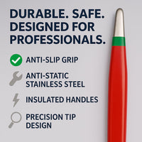 PowerPath-Piece Repairman Tweezer Set | Precision Stainless Steel Tweezers for Electronics, Jewelry, and Hobby Work | Anti-Slip Grip & Heat-Resistant Handle
