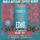 Pablo Artisan Ethiopia Single Origin Coffee | Medium Roast | 12oz Whole Bean | Premium Arabica with Lemon Blossom,Hazelnut,Green Tea,Spicy Notes