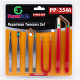 PowerPath-Piece Repairman Tweezer Set | Precision Stainless Steel Tweezers for Electronics, Jewelry, and Hobby Work | Anti-Slip Grip & Heat-Resistant Handle