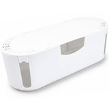 Cable Management Box, Power Strip Holder, Floor Outlet Hider, Desk Cord Organizer, Cover TV Wires, 12.75" (L) x 5" (W) x 4.5" (H), for use with Power Strips up to 10.5in Length - Small, White