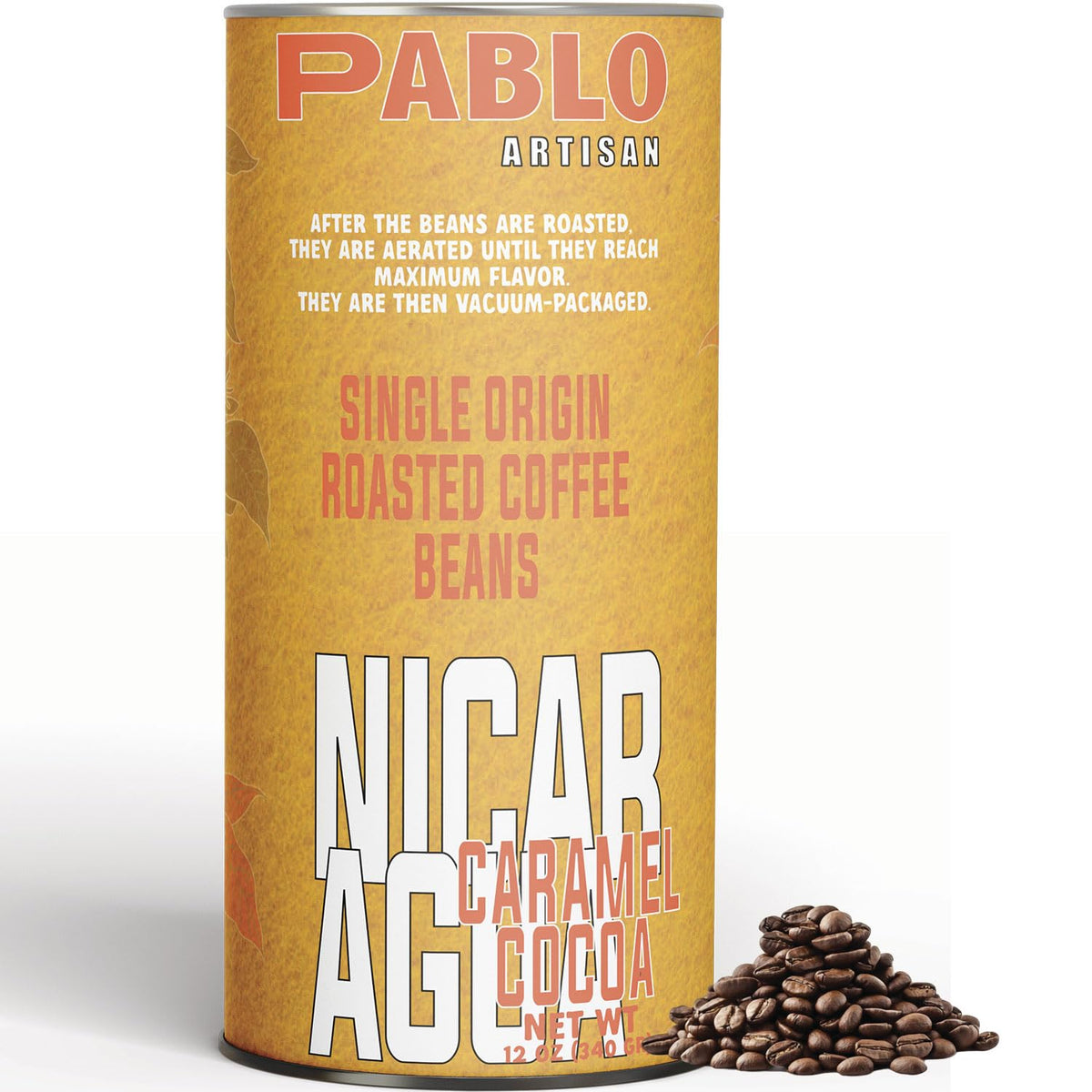 Pablo Artisan Nicaragua Single Origin Coffee | Medium Roast | 12oz Whole Bean | Cocoa,Caramel,Butter,Smooth Notes