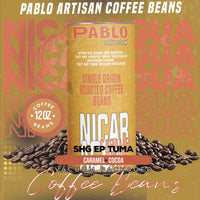 Pablo Artisan Nicaragua Single Origin Coffee | Medium Roast | 12oz Whole Bean | Cocoa,Caramel,Butter,Smooth Notes