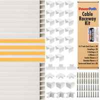 Cable Management Kit | 20 Pack x 15.7” PVC Wire Hider with Connectors | T & L Corners | Inside & Outside Corners | Screws | Paintable Wall Cord Cover for TV, Home & Office | Home Office Essentials