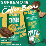 PABLO ARTISAN Colombia Supremo 18 Single Origin Roasted Coffee Beans | 100% Arabica, Apple & Honey Tasting Notes, Medium Body & Lively Acidity | 12 oz (340g)