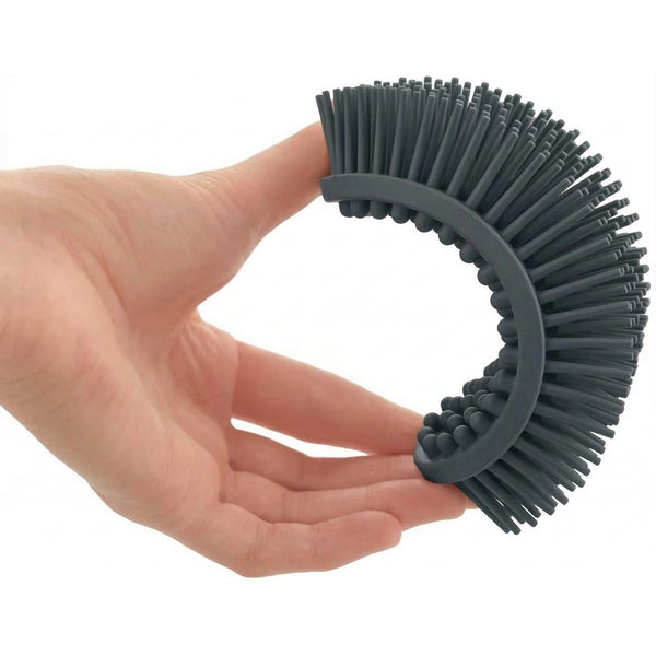 Silicone Body Scrubber & Back Washer | Double-Sided Bath Brush for Showering, Gentle Exfoliating Skin Scrubber & Soft Massage Brush for Body, Babies and Sensitive Skin, Antracite Grey