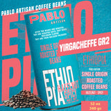 Pablo Artisan Ethiopia Single Origin Coffee | Medium Roast | 12oz Whole Bean | Premium Arabica with Lemon Blossom,Hazelnut,Green Tea,Spicy Notes