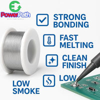 PowerPath Soldering Iron Kit with Rosin Core Solder Wire and Flux Paste | 50g Tin Lead Solder Set for Electrical and Electronic Repair | 0,75mm 50gr Plus Flux Paste