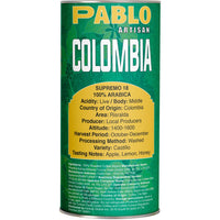 PABLO ARTISAN Colombia Supremo 18 Single Origin Roasted Coffee Beans | 100% Arabica, Apple & Honey Tasting Notes, Medium Body & Lively Acidity | 12 oz (340g)