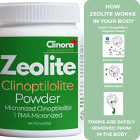 Clinora Zeolite Detox Powder | Ultra FINE Less-Than 1 µm | Clinoptilolite 95% | High Purity | for Full Body Cleanse | Gut Health | Energy | Immune & pH Support | Natural Mineral | 1 lb (454g)