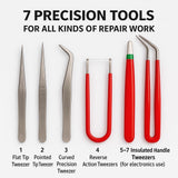 PowerPath-Piece Repairman Tweezer Set | Precision Stainless Steel Tweezers for Electronics, Jewelry, and Hobby Work | Anti-Slip Grip & Heat-Resistant Handle