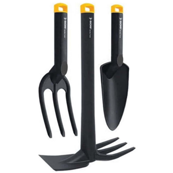 PowerPath 3-Piece Garden Tool Set | Heavy-Duty Solid Plastic Trowel, Fork, and Cultivator with Ergonomic Non-Slip Handles | Durable Small Garden Tool Set