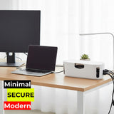 Cable Management Box, Power Strip Holder, Floor Outlet Hider, Desk Cord Organizer, Cover TV Wires, 12.75" (L) x 5" (W) x 4.5" (H), for use with Power Strips up to 10.5in Length - Small, White