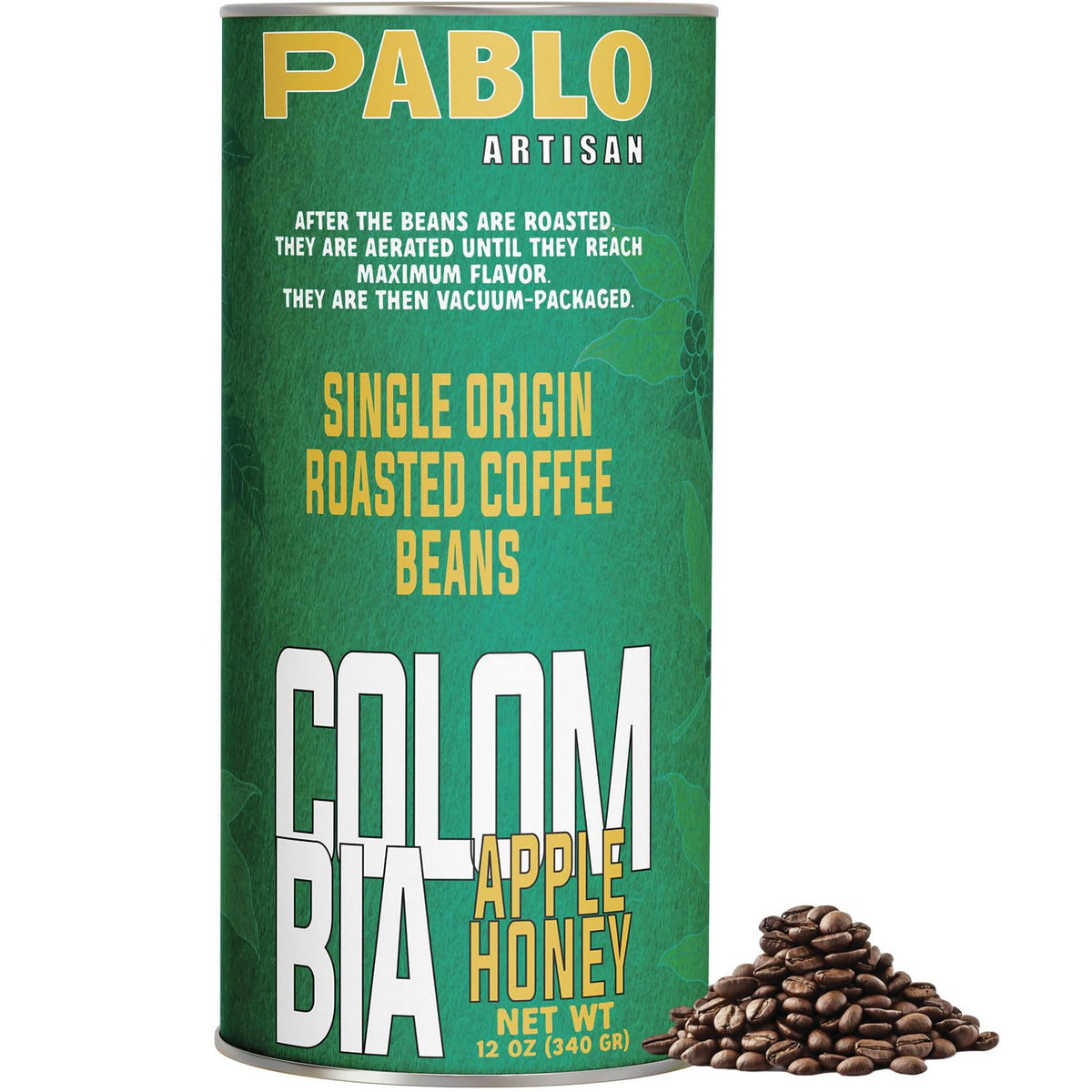 PABLO ARTISAN Colombia Supremo 18 Single Origin Roasted Coffee Beans | 100% Arabica, Apple & Honey Tasting Notes, Medium Body & Lively Acidity | 12 oz (340g)