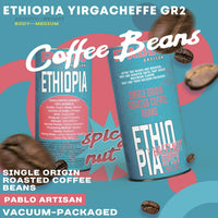 Pablo Artisan Ethiopia Single Origin Coffee | Medium Roast | 12oz Whole Bean | Premium Arabica with Lemon Blossom,Hazelnut,Green Tea,Spicy Notes